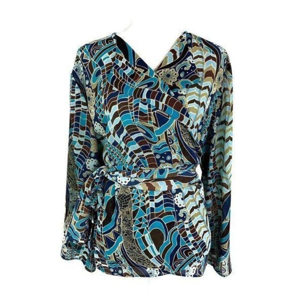 Lane Bryant Abstract Surplice Neck Wrap Bloluse
